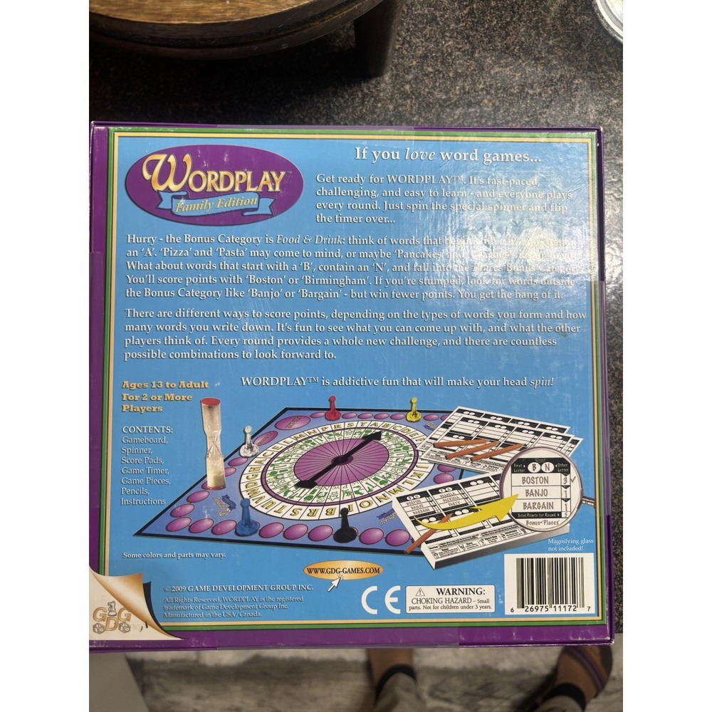 Game Development Group Wordplay Family Edition Word Game w/ Spinner 2+ 2009